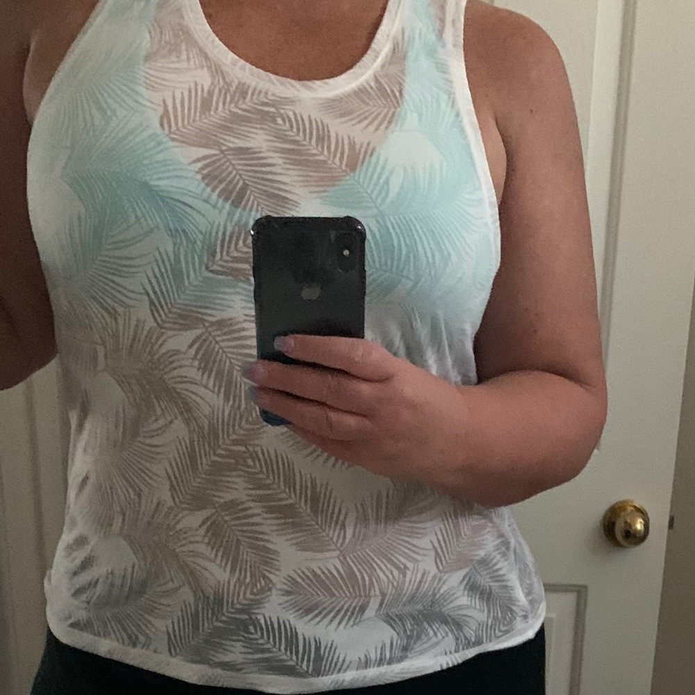 SOLD Victoria’s Secret Palm Print Sheer Keyhole Tank